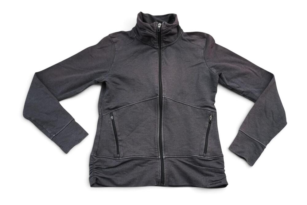 Patagonia Track Jacket Womens Small Gray Full Zip Thumbholes Pockets Athletic